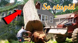 Dangerous Tree Cutting FAIL With Chainsaw - Risky Skills - Biggest Failures Removing Trees Falling