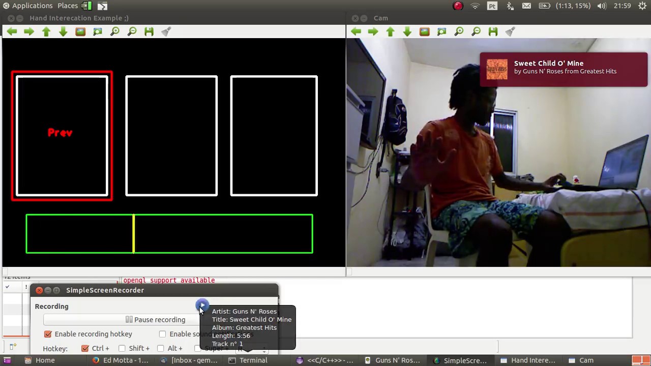 OpenCV/OpenNI Gesture Music Control