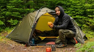 Camping In Rain Solo Overnight Adventure 