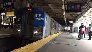 Port Authority Trans-Hudson HD 60fps: Kawasaki PA5 WTC Line Train Arrives @ Newark Penn Station