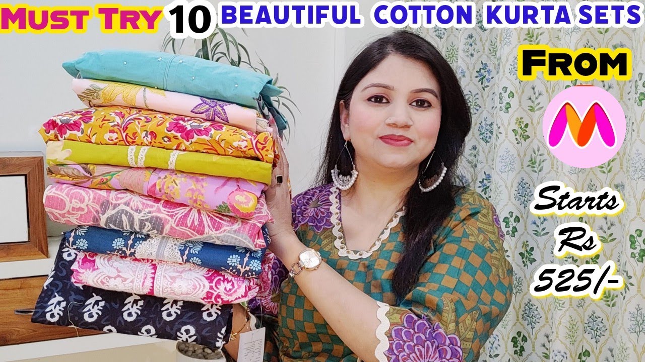 Beautiful🥰 cotton kurta sets haul from Myntra⭐ Anarkali /a-line straight kurta sets under budget🔥