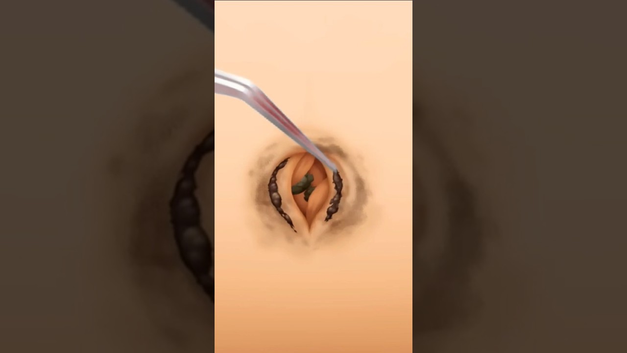 ASMR Belly Button Cleaning Navel Hair Removal & Belly Button Stone Treatment Animation #baby #sports