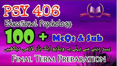 PSY406 || Final Term Preparation || McQs || Subjective Files || The Student