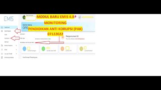 Modul Baru Emis 4.0 Monitoring Pendidikan Anti Korupsi Pak Pak 07122022