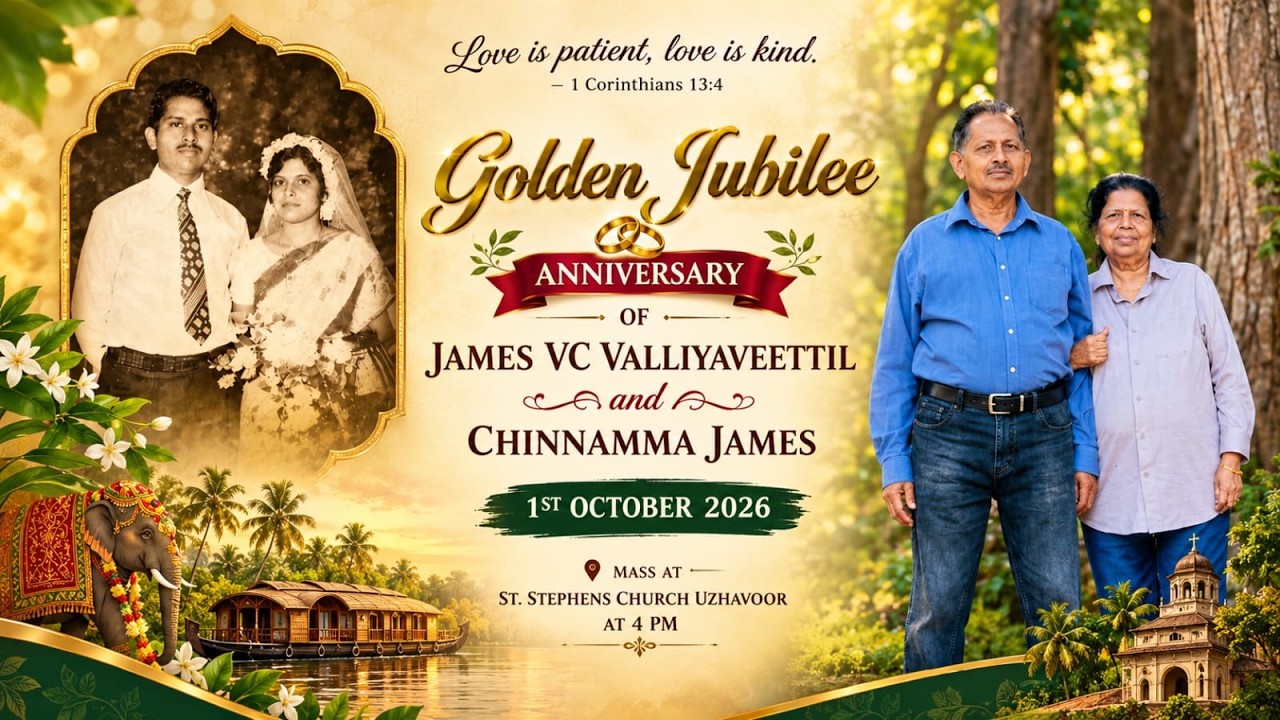 Golden Jubilee Anniversary || JAMES VC VALLIYAVEETTIL & CHINNAMMA JAMES || 01-10-2026 || 04.00PM
