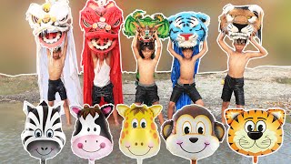 Nadin and Friends Hunt for Magical Character Balloons in the River That Can Become Barongan and L...