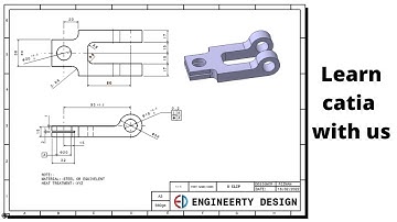 Catia 3 part with 2d drawing tutorial  | u clip part  | Catia V5 |