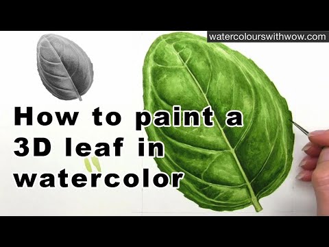 How to paint a realistic 3D leaf in watercolour by Anna Mason