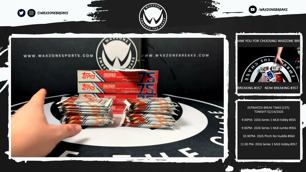 2/14/2026 2026 SERIES 1 BASEBALL HOBBY RANDOM TEAMS 6 B0X 1/2 CASE BREAK #357