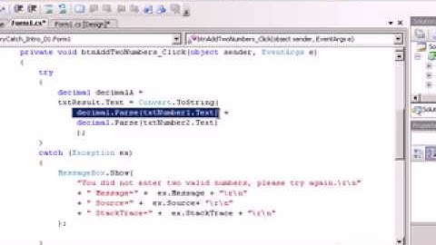 CSharpTryCatch Intro 01 Part 2 of 2