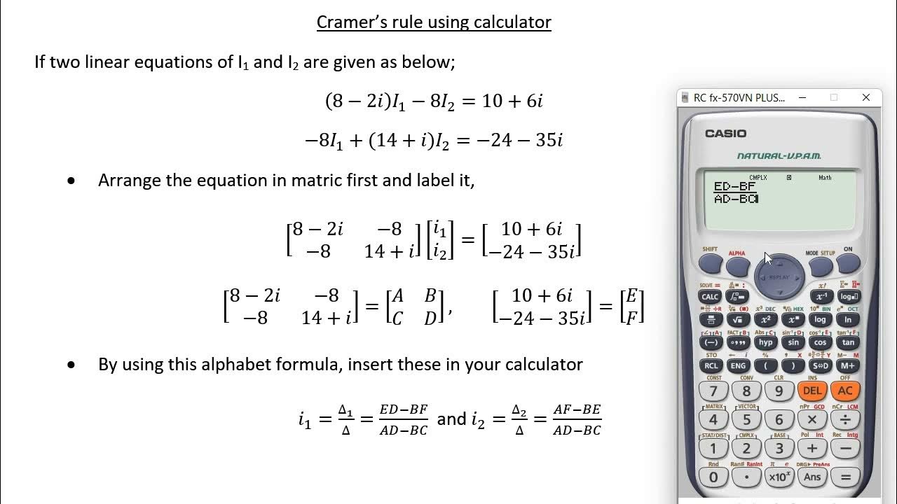 Cramer s rule using calculator youtube