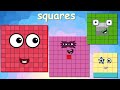 Numberblocks Squares 4, 9, 16, 25, 36, 49, 64, 81, 100 | Learn to count with square club