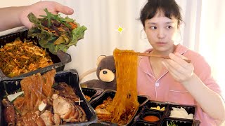 🌝✨A lot of glass noodles! Chewy Braised pork Real sound eating show:D