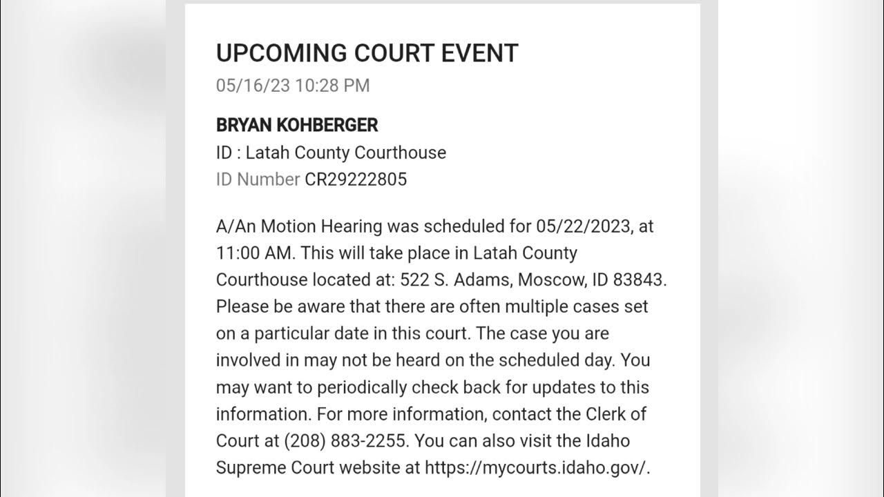 Idaho 4 Kohberger Motion Hearing Date YouTube