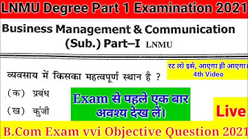 LNMU BCom Part 1 Business Management & Communication vvi objective question 2020,#4