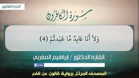 109- سورة الكافرون .. القارئ إبراهيم المغربي - مصحف قالون عن نافع
