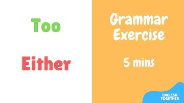 Too and Either exercises: Grammar exercise with answers for beginners