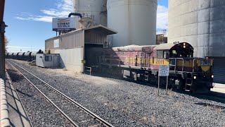 TasRail 2011 TR16 Cement train leaving the Devonport Silos