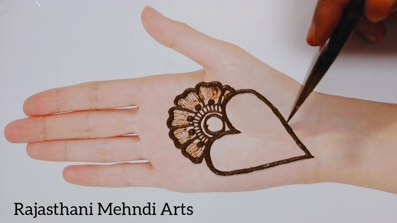 Simple Beautiful Mehndi design for Front Hands | Floral Heart Arabic ...