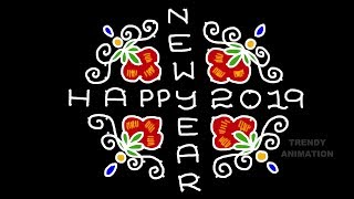 2019 new year rangoli design 14*2dots with colors | New year rangoli design | 2019 muggulu |