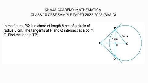 In the figure, PQ is a chord of length 8 cm of a circle of radius 5 cm. The tangents at P and Q