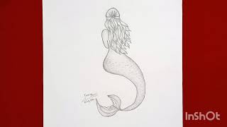 how to draw a mermaid🧜‍♀️ كيفيه  رسم حورية البحر بالرصاص فقط |بطريقه سهله💞