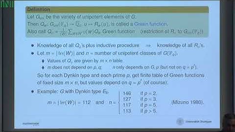 GRAW02 | Prof. Meinolf Geck | Computing Green functions in small characteristics
