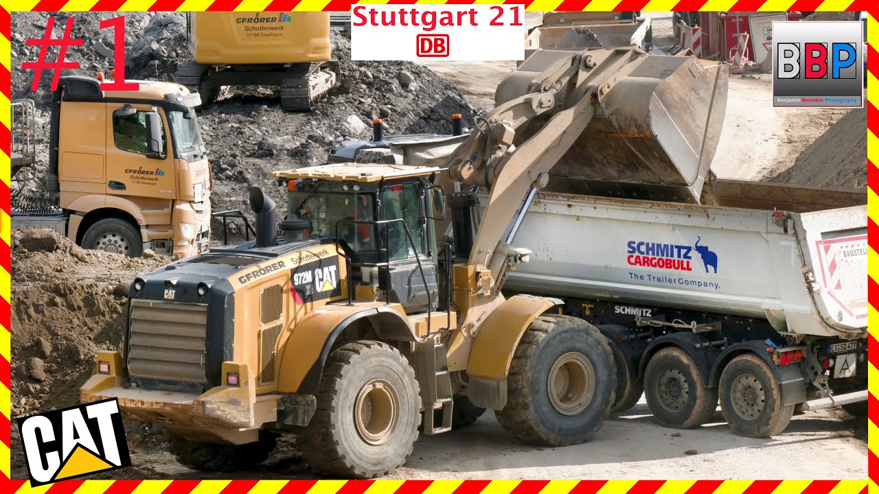 Caterpillar 972M XE Loads Mercedes-Benz Tipper Trailer Truck,... Stuttgart 21, 27.02.2023. #1