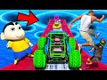 SHINCHAN AND FRANKLIN TRIED THE IMPOSSIBLE DEEPEST WATER MEGA RAMP MASSIVE CAR JUMP CHALLENGE GTA 5