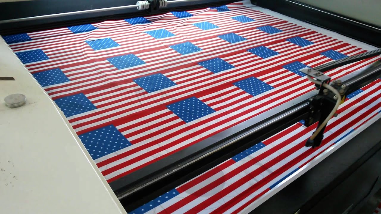 Magellan flag banner Co., laser cutting machine for hand flags - YouTube