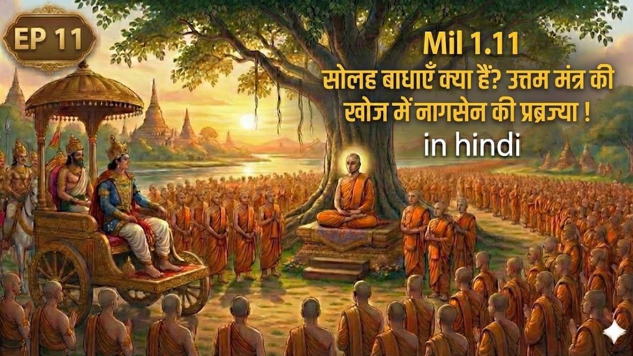 EP11 Mil1.11 सोलह बाधाएँ क्या हैं? उत्तम मंत्र की खोज में नागसेन की प्रव्रज्या ! In hindi 