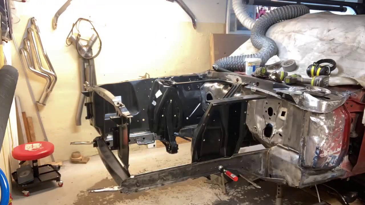 1969 Mustang Shock tower and engine compartment sheet metal mockup timelapse