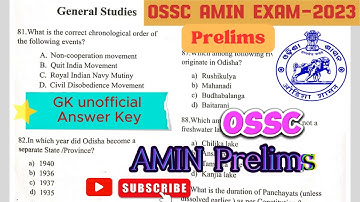 OSSC Amin Prelims Examination 2023 || GK Unofficial Key || Check Your Score@abhinyaGuild