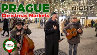Prague, Czechia Christmas Markets - Night Walk - 4K 60fps with Captions