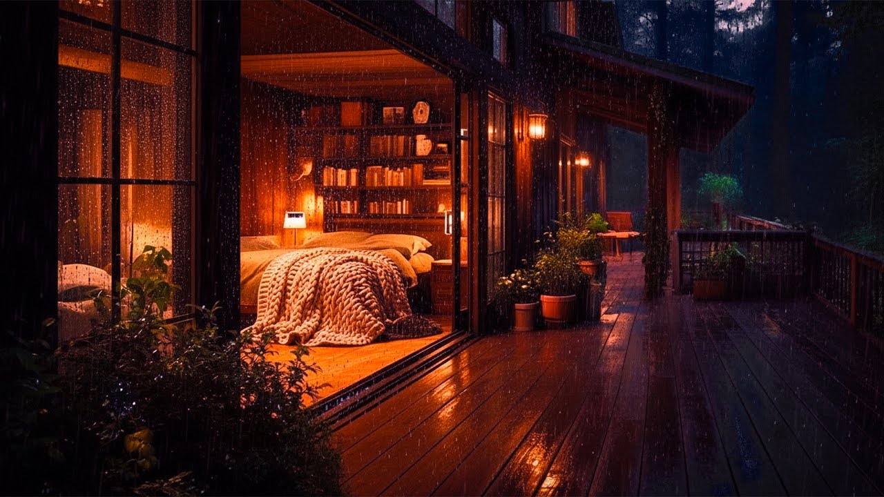 Rain Sounds for Sleeping Cozy Bedroom | Relaxing Rain at Night for Deep ...