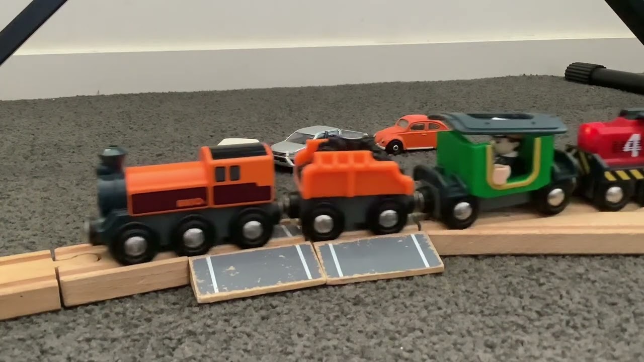 Brio Steam Train At A Level Crossing.