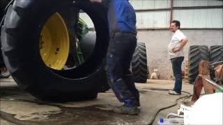 Tyre Fitting  Tractor  Sledgehammer and Levers in under 2 minutes