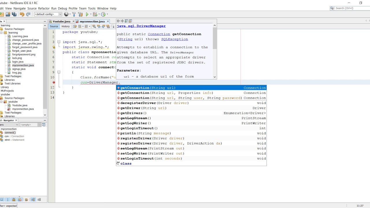 4. NetBeans New Project and create Connection - YouTube