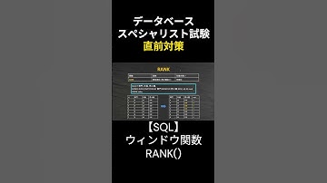【データベーススペシャリスト】SQL完全攻略：ウィンドウ関数RANK() #データベーススペシャリスト #勉強 #データベース #応用情報技術者試験 #基本情報技術者試験 #資格