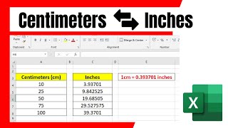 How to Convert Centimeters to Inches in Excel