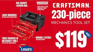 $119 Craftsman 230-Piece Polished Chrome Mechanics Tool Set - CMMT45305 sold at Lowe's