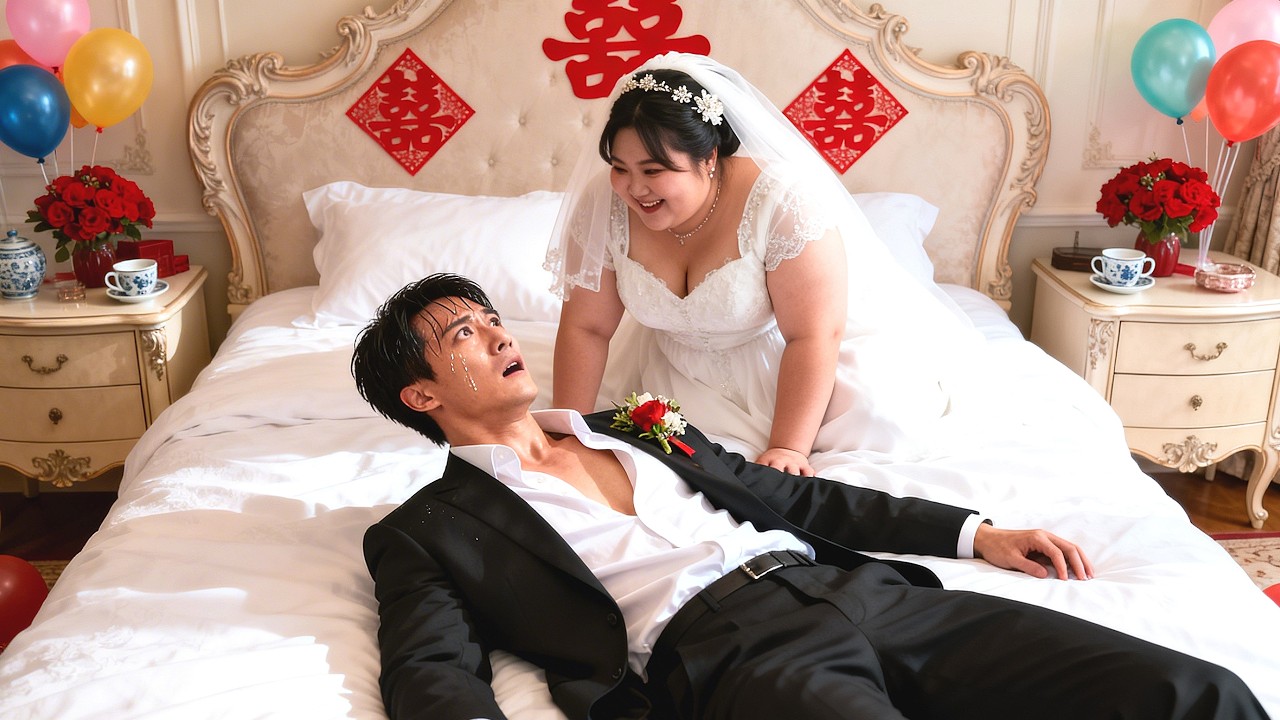 On their wedding night, the obese woman broke the groom's leg, and the next day they were divorced..
