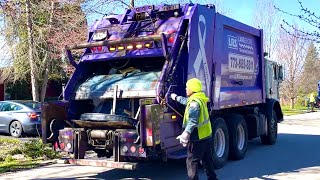 LRS’s Purple Heil Rear Loader Garbage Truck Munching Cleanup Piles