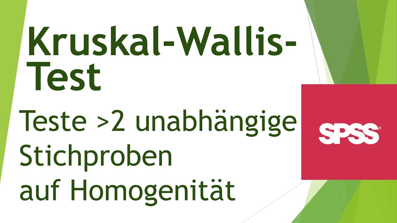 Kruskal-Wallis-Test in SPSS - Funktionsweise und Interpretation - Daten analysieren in SPSS (21) - YouTube