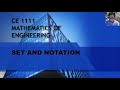 SET NOTATION, OPERATIONS AND VENN DIAGRAM | MATHEMATICS OF ENGINEERING