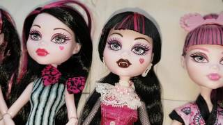 Monster high draculaura collection video 33 draculauras I have 3 reboots too not show in this video.