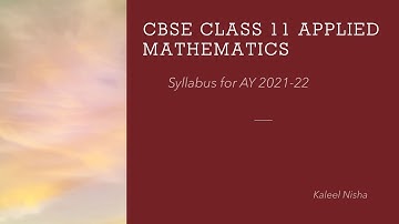 CBSE Class 11 Applied Mathematics | Syllabus AY 2021-22
