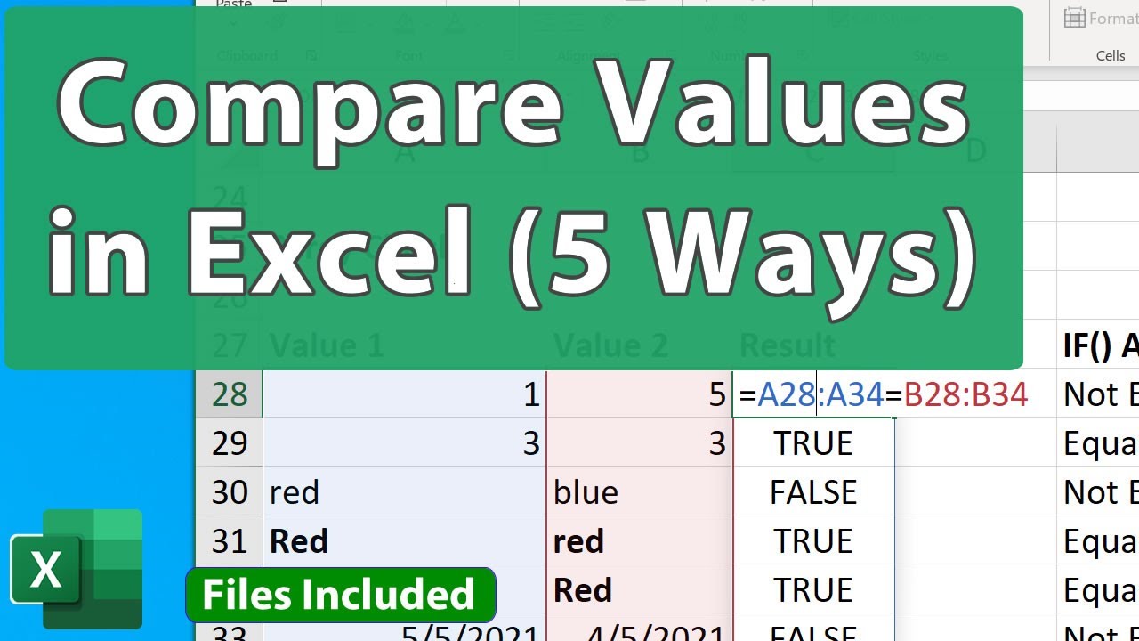 Compare Values In Two Worksheets Excel