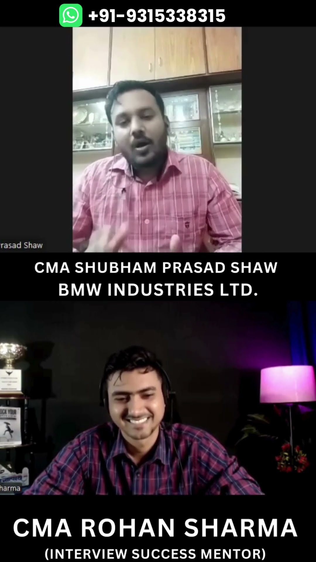 CMA Shubham Prasad Shaw video testimonial — CMA placement selection at BMW Industries Ltd. | Career Success Launchpad