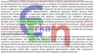 Türk Sosyolojisinin Temel Nitelikleri - Türkiye'de  Sosyoloji Bölüm 8 Özet Ders